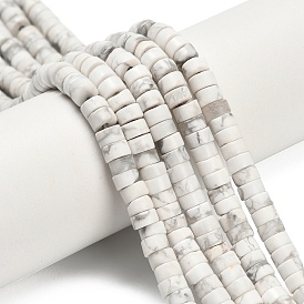 Природные Говлит бисер нитей, диск, Heishi бусы