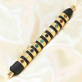 Кольца из натурального драгоценного камня, 304 открытые манжеты из нержавеющей стали, ионное покрытие (ip), реальный 18 k позолоченный