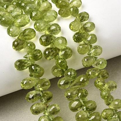 Природный перидот бисер нитей, граненые, Топ пробуренной, слеза