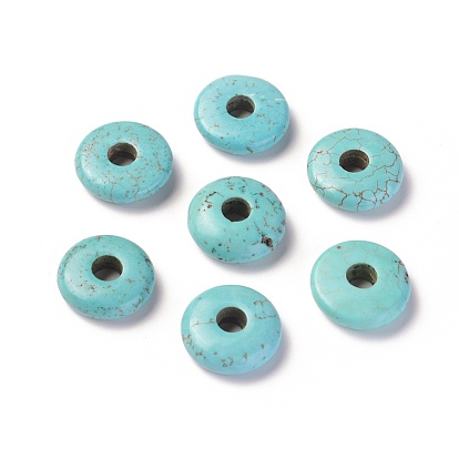 Natural Magnesite Beads Strands, Dyed, Flat Round/Disc, Heishi Beads