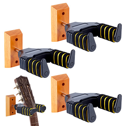 4Деревянная настенная вешалка для гитары с железным креплением, автоматический блокирующий держатель для гитары