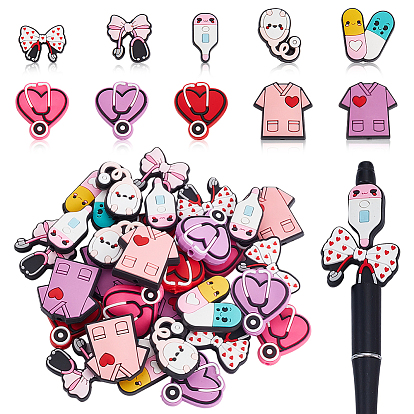 40шт 10 стили силиконовые бусины, разноцветные