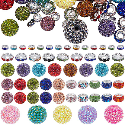 182Pcs DIY Jewelry Making Bead Kits, including Polymer Clay & Brass & Resin Rhinestone Beads