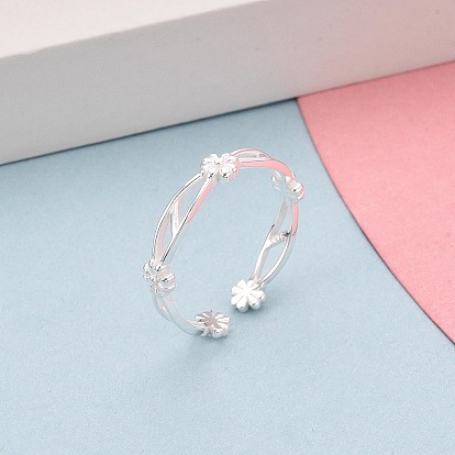 925 открытые кольца-манжеты из стерлингового серебра для женщин, цветок, с печатью s925