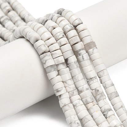 Природные Говлит бисер нитей, диск, Heishi бусы