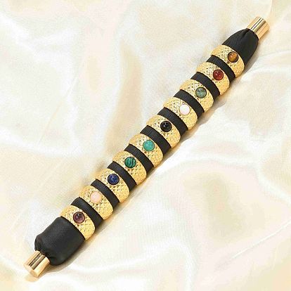 Кольца из натурального драгоценного камня, 304 открытые манжеты из нержавеющей стали, ионное покрытие (ip), реальный 18 k позолоченный