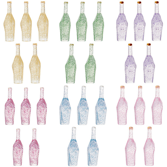 30шт 6 цвета прозрачная смола бутылка кабошоны, граненый кабошон с блестящей пудрой, DIY для чехла для телефона, сережек и аксессуаров для брелков