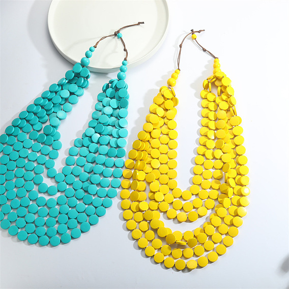 Богемный деревянный дисковый бисер многослойные нагрудные ожерелья для женщин