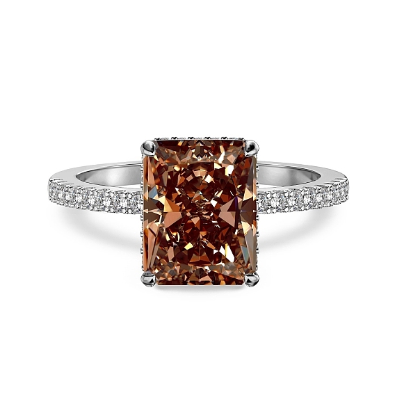 Прямоугольные родиевые 925 кольца из стерлингового серебра с микропаве из кубических цирконий для женщин