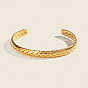 304 Stainless Steel Wheat Open Cuff Bangles for Women