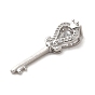 Brass Cubic Zirconia Pendents, Long-Lasting Plated, Key with Crown