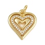 Латунные микропаве прозрачные подвески с фианитом, сердце прелести, долговечный, стойки покрытие, без свинца и без кадмия, с целью перехода в кольце