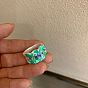 Brass Rhinestone Finger Rings, with Enamel, Nuggets/Heart with Flower