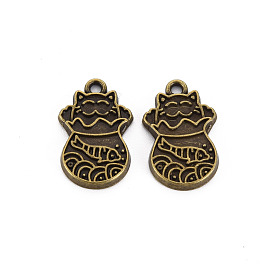 Сплавочные сеттинги для кулона, тибетский стиль, без кадмия и без свинца, кошка