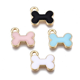 Alloy Charms, with Enamel, Cadmium Free & Lead Free, Light Gold, Bone