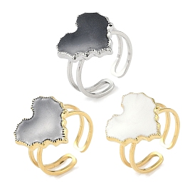Revestimiento de iones (ip) 304 anillos de dedo con forma de corazón esmaltado de acero inoxidable, anillos abiertos para mujeres