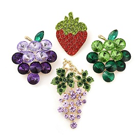 Броши из цинкового сплава со стразами в виде фруктов для одежды-рюкзака