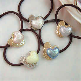 Mermaid Heart Alloy Hair Tie with Retro Design and Colorful Shine