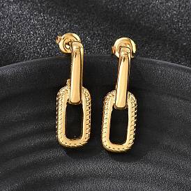 304 овальные серьги-гвоздики из нержавеющей стали с подвесками, ионное покрытие (ip)