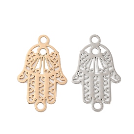 Rack Plating Brass Connector Charms, Etched Metal Embellishments, Long-Lasting Plated, Religion Hamsa Hand Links