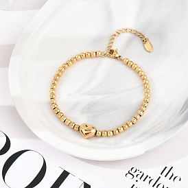 304 эластичные браслеты из нержавеющей стали с бусинами для женщин, сердце