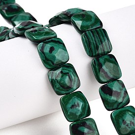 Synthetic Malachite Beads Strands, Faceted Square