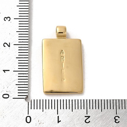 304 Stainless Steel Pendants, Rectangle with Constellations, Real 14K Gold Plated