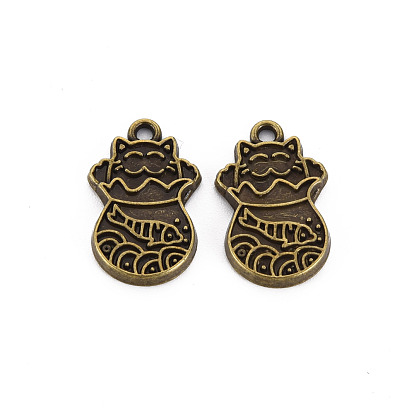 Сплавочные сеттинги для кулона, тибетский стиль, без кадмия и без свинца, кошка