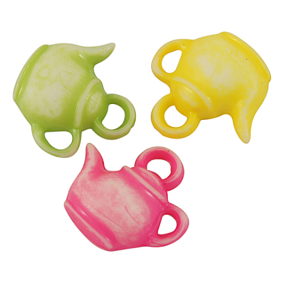 Colorful Acrylic Pendants, Teapot, Mixed Color, 17x16.5mm, Hole: 4mm