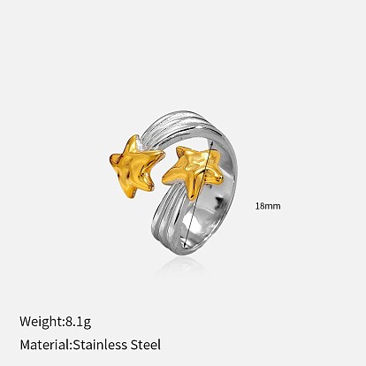 Латунные манжеты открытые кольца для женщин, звезда