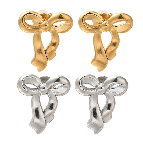 304 серьги-гвоздики из нержавеющей стали с бантом