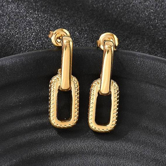 304 овальные серьги-гвоздики из нержавеющей стали с подвесками, ионное покрытие (ip)