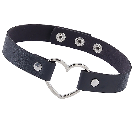 Ожерелья-чокеры из искусственной кожи в стиле панк-метал в форме сердца для женщин