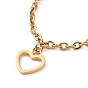 304 Stainless Steel Hollow Out Heart Charm Bracelet with Cable Chains for Women