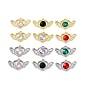 Rack Plating Alloy Pendants, with Rhinestone, Wing, Mixed Color