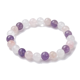 Bracelets extensibles en perles rondes avec pierres précieuses naturelles mélangées pour femmes