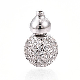 925 европейские застежки из стерлингового серебра с микропаве из прозрачных кубических цирконий, подвески-клипсы в виде тыквы с 925 штампом, родий