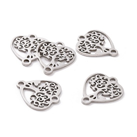 201 Stainless Steel Links Connectors, Tree of Life with Heart