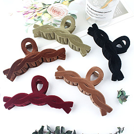 Velvet Hair Clip with Elegant Charm for Women - Large Shark Jaw Claw Back Head Accessory