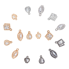 SUPERFINDINGS Alloy Charms, with Cubic Zirconia, Mixed Shapes