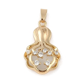 Латунные микропаве прозрачные подвески с фианитом, без кадмия, без никеля и без свинца, цветок