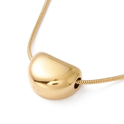 Half Flat Round Pendants Necklace with Round Snake Chains, Ion Plating(IP) 304 Stainless Steel Jewelry for Women