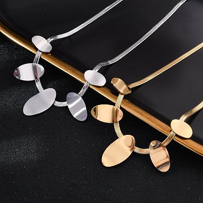 304 овальные нагрудные ожерелья из нержавеющей стали, ионное покрытие (ip)