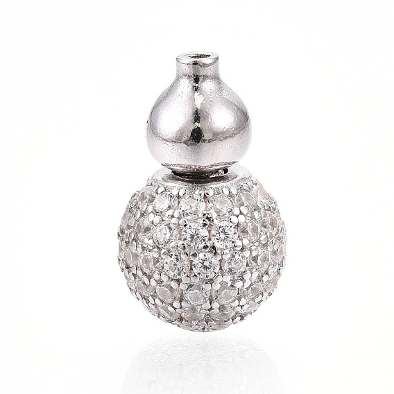 925 европейские застежки из стерлингового серебра с микропаве из прозрачных кубических цирконий, подвески-клипсы в виде тыквы с 925 штампом, родий