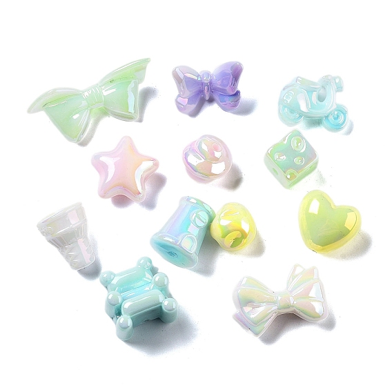 Uv акриловые покрытия бусины, радужный, светящееся свечение в темноте