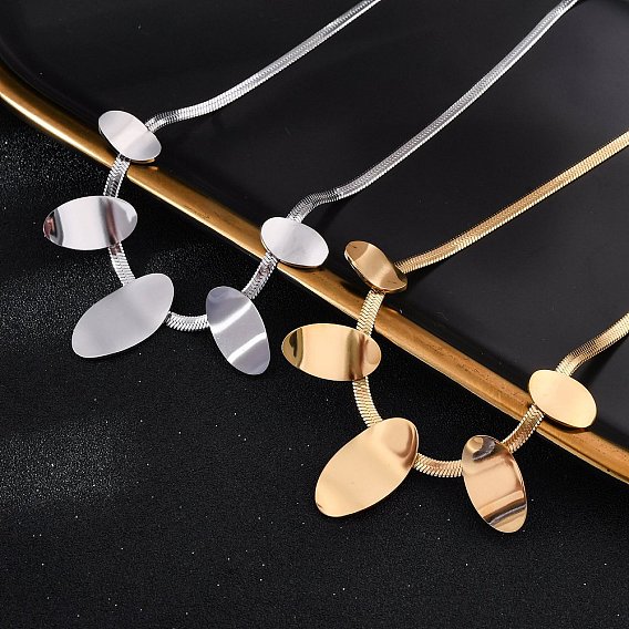 304 овальные нагрудные ожерелья из нержавеющей стали, ионное покрытие (ip)