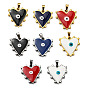 Ion Plating(IP) 304 Stainless Steel Pendants, with Enamel, Heart with Evil Eye Charm