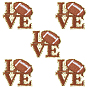 5Pcs Sports Polyester Glitter Powder Embroidery Sew On Patches, Cloth Appliques, Love with Rugby