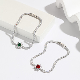 Elegant and Luxurious Grandmother Green Flower Zircon Bracelet with High-end Feel