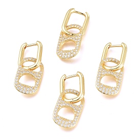 Soda Pull Tab Earrings, Brass Micro Pave Clear Cubic Zirconia Huggie Hoop Earrings, Long-Lasting Plated, Oval